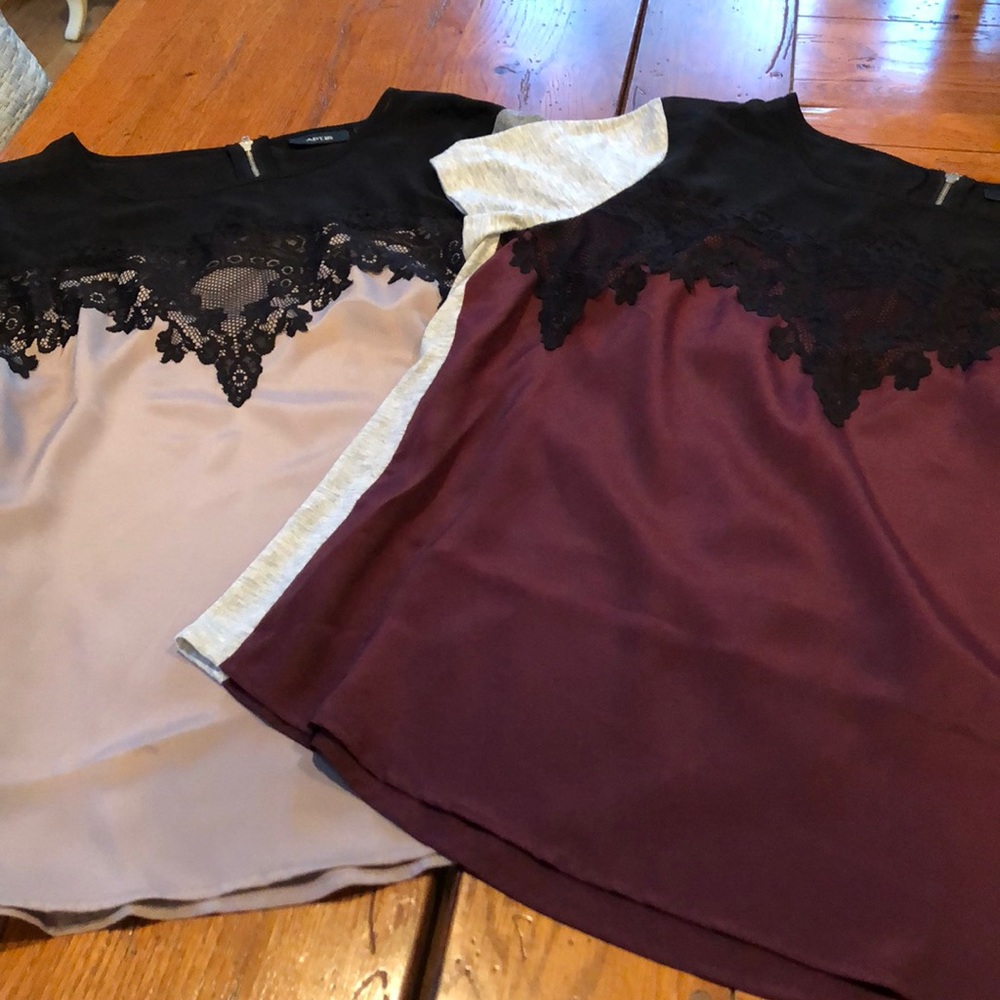 THESE HAVE SOLD!!!  2 shirts with lace XL apt 9 .